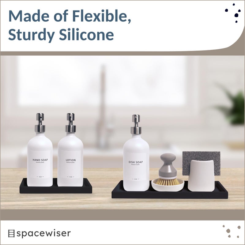 Spacewiser Countertop and Vanity Tray - 2 PC (11  and 7 ) Shatterproof Silicone Kitchen and Bathroom Trays for Counter  Kitchen Soap Dispenser Tray  Vanity Trays for Bathroom  Perfume Key Tray - Image 2